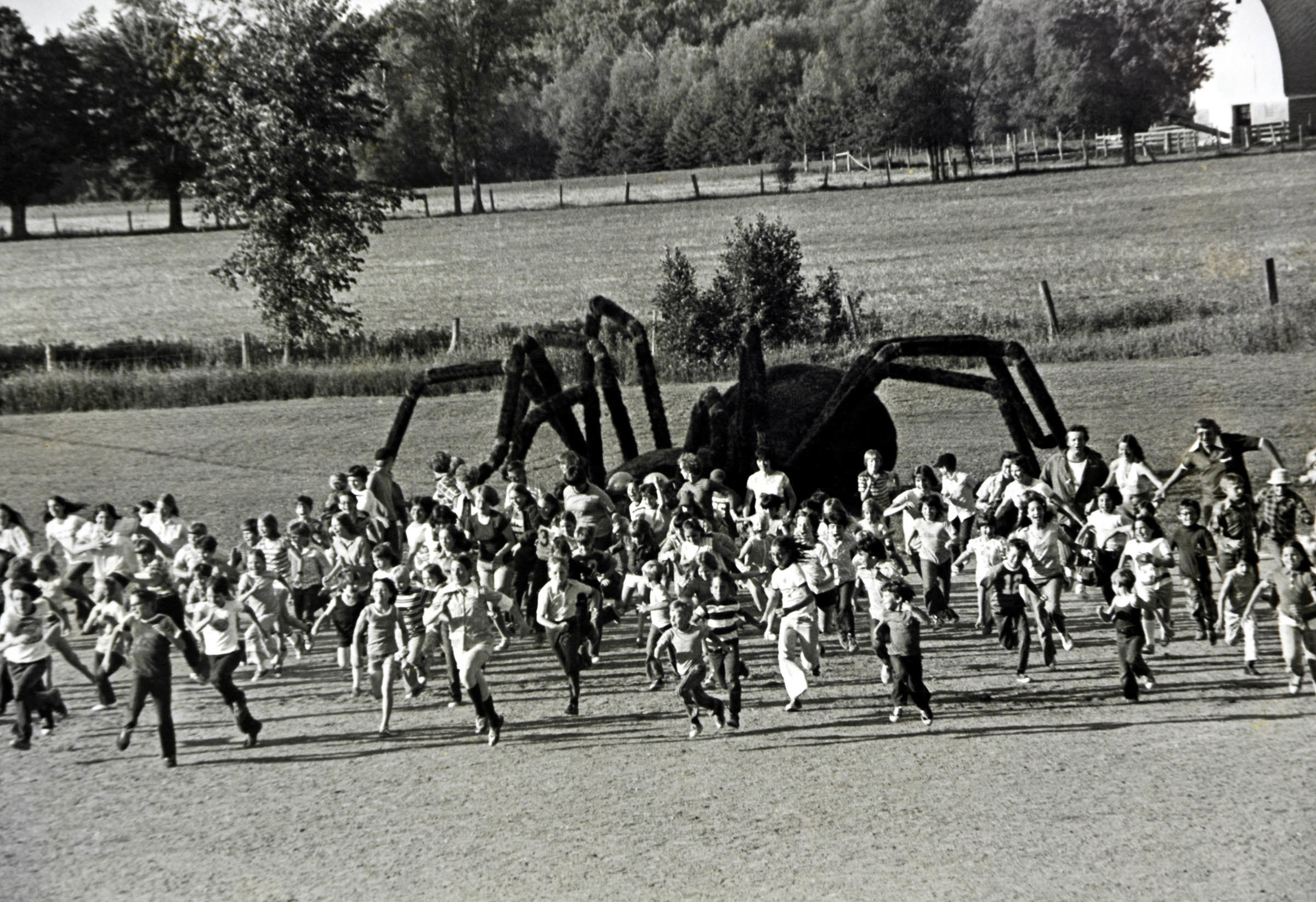 A production shot of The Giant Spider Invasion.