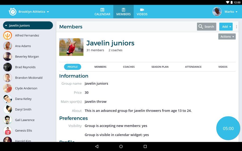 Tablet - group profile