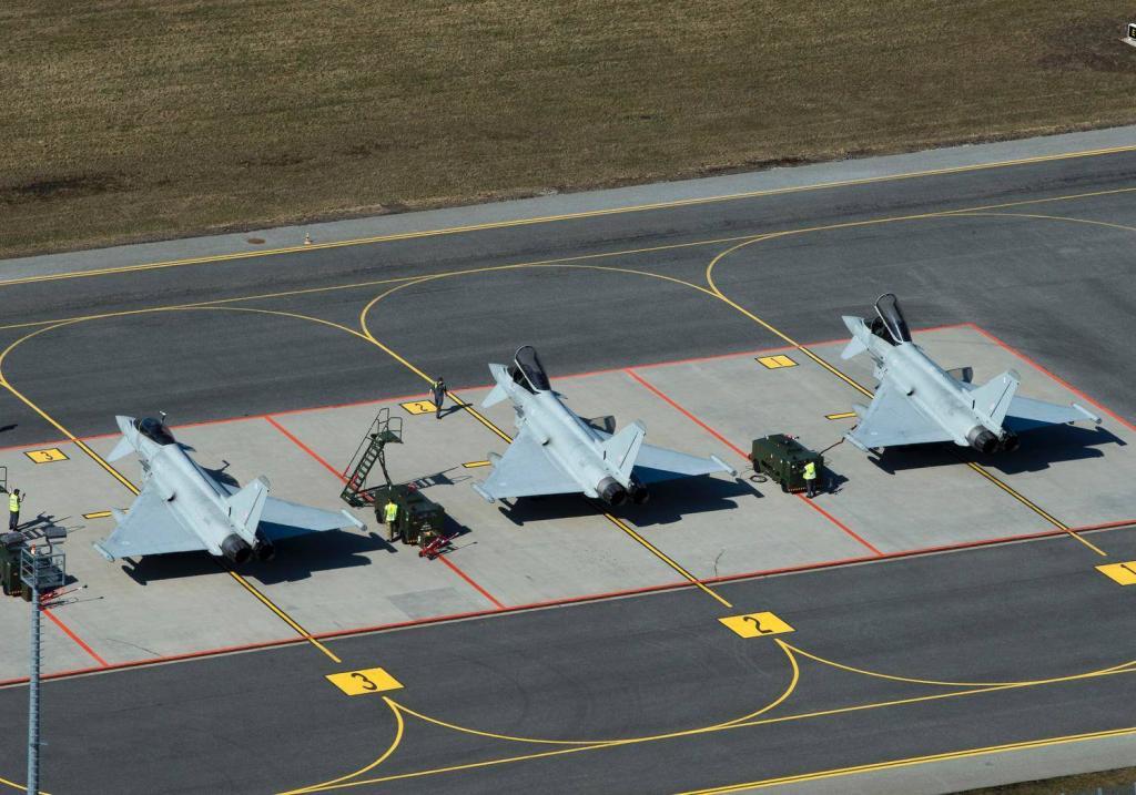 Typhoon aircraft arrival at the Amari Air Base in Estonia as the prepare to start a period of Baltic Air Policing. Photo: UK Ministry of Defence