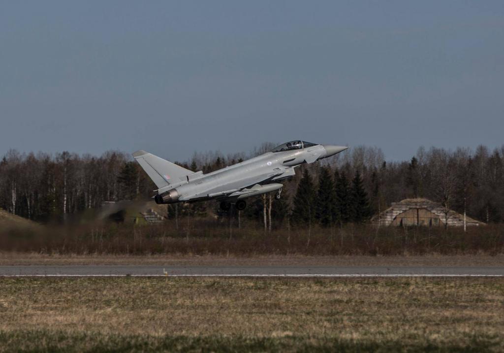 Typhoon aircraft lifting off from the Ämari Air Base. Photo: UK Ministry of Defence