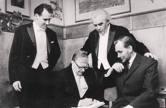Olev Oja, Dmitri Šostakovitš, Gustav Ernesaks and Veljo Tormis in 1970 in Tallinn