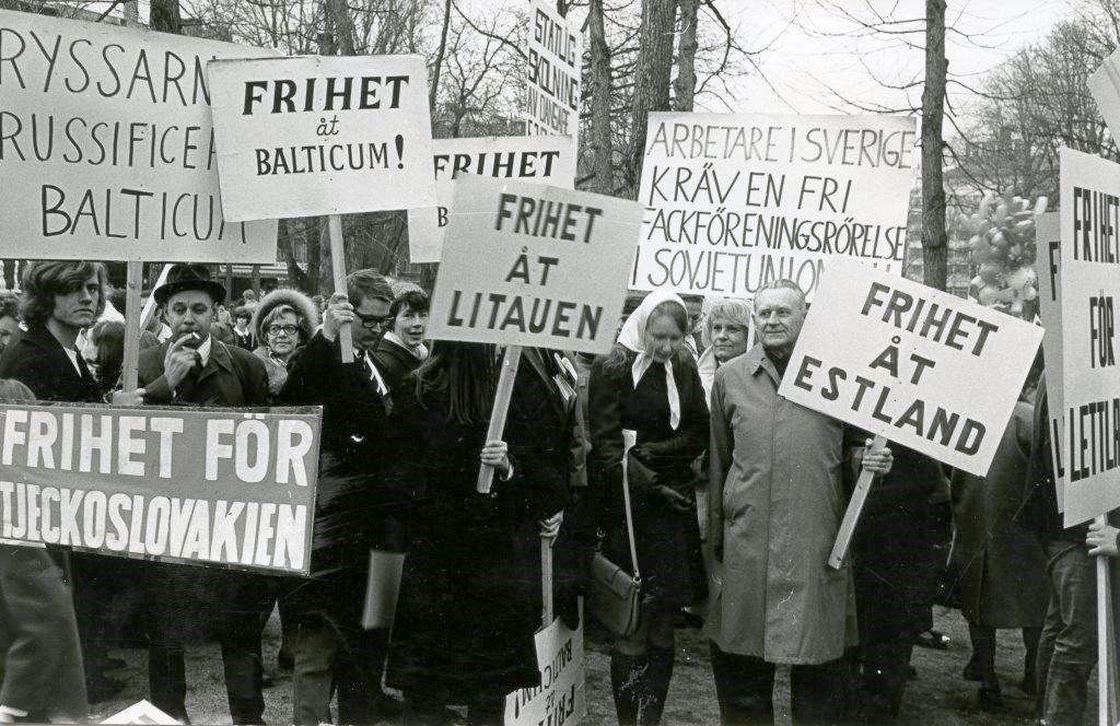 Estonians in Sweden demonstrating for freedom for Estonia and the other Baltic states during the Soviet occupation.