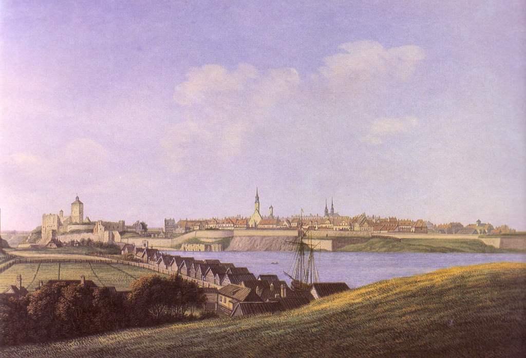 Narva’s Old Town took shape during Swedish rule, but was largely destroyed during the Second World War. Narva in the 1750s. Image: Wikimedia Commons.