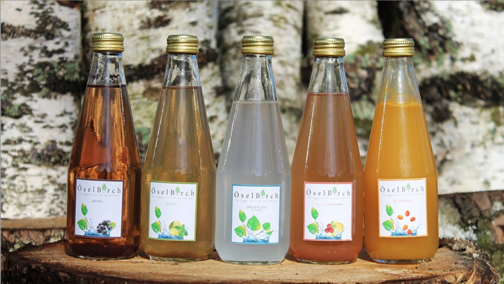 Different flavours of birch water from ÖselBirch.