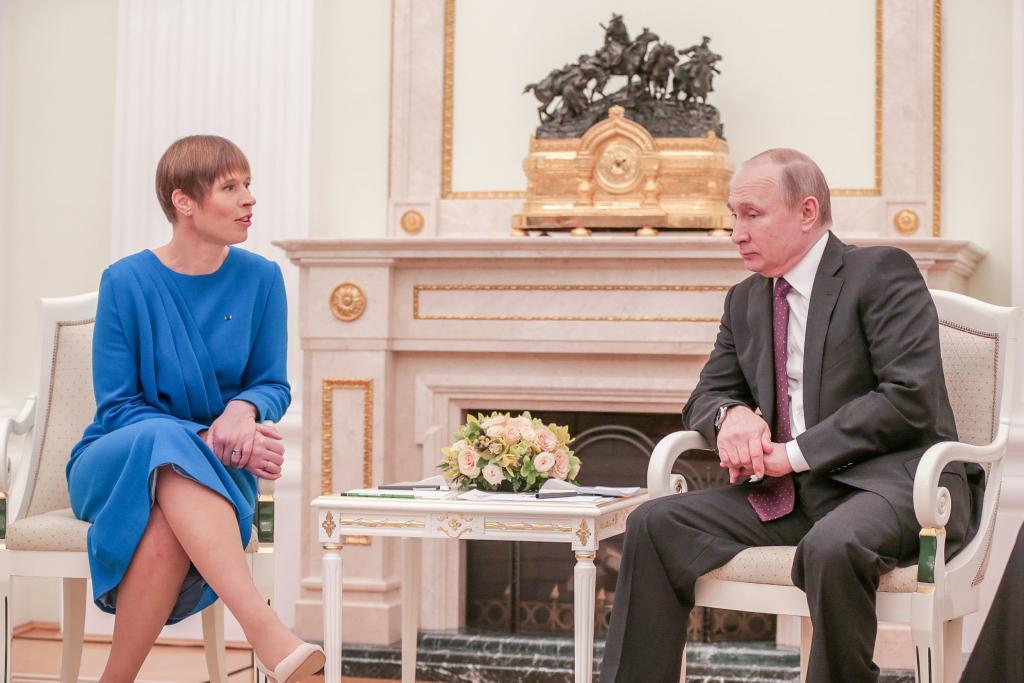 Президент Эстонии Керсты Калзулите встречается со своим российским коллегой Владимиром Путиным.  Фото Станислава Мошкова.