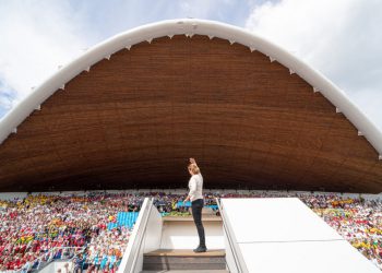 The famous arch was renovated for the 2019 Song Celebration. Photo by Aivar Pihelgas.