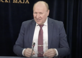 The Estonian interior minister and the leader of the far-right, populist Estonian Conservative People’s Party, Mart Helme. Screenshot from a video.