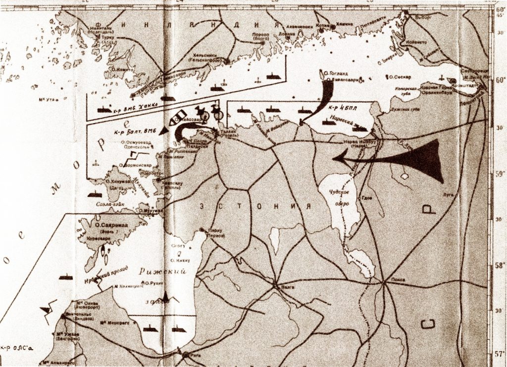 The schematics of the Soviet military blockade and invasion of Estonia and Latvia in 1940. Photo by the Russian State Naval Archives.