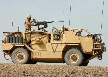 A British Army Jackal armoured vehicle at Camp Bastion, Afghanistan. Photo by Cpl Ian Houlding/MOD, shared under the Open Government License.