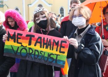 An LGBT+ rally in Tallinn, 18 October 2020. Photo by Grete Maria Neppo.