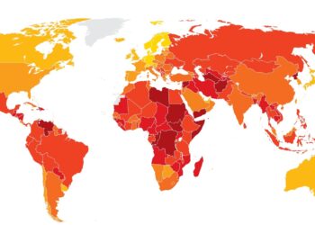 The Corruption Perception Index 2020 map. Image by Transparency International.