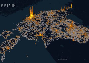 Population map of Estonia. Population in Estonia. Data: Estonian Statistics. Map by Evelyn Uuemaa.