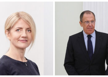 Eva-Maria Liimets (left) and Sergei Lavrov.