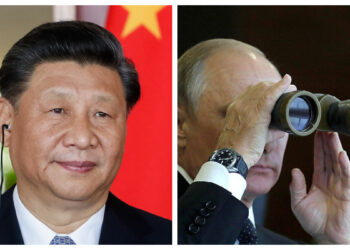 Xi Jinping, the president of the People’s Republic of China (photo by Alan Santos, shared under the Creative Commons CC BY 2.0 licence) and Vladimir Putin, the president of Russia. Collage by Estonian World.