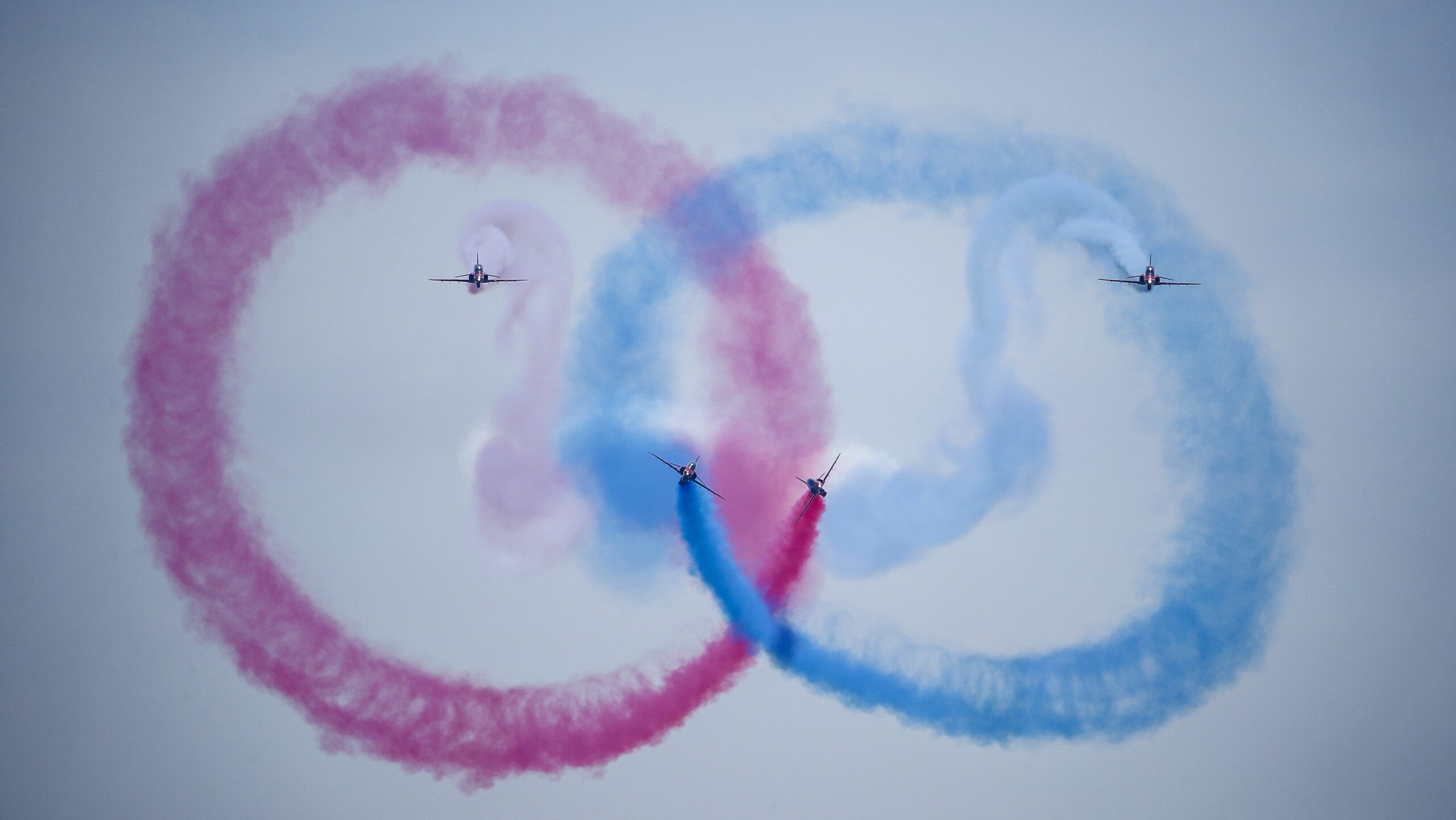 British Red Arrows air acrobats to perform a show in Tallinn on 23 June