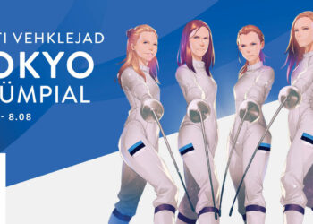 Women’s epee fencing team, consisting of Julia Beljajeva, Erika Kirpu, Katrina Lehis, Irina Embrich, depicted as anime characters by MONQ.