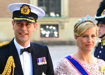 Prince Edward, Earl of Wessex and Sophie, Countess of Wessex on the way to the castle church at the Royal Palace in Stockholm in 2013.
