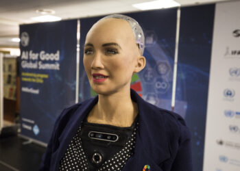 Sophia at the AI for Good Global Summit 2018. Photo by ITU Pictures, shared under the Creative Commons CC BY 2.0 licence.