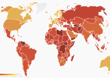 The Corruption Perception Index 2021 map. Images by Transparency International.