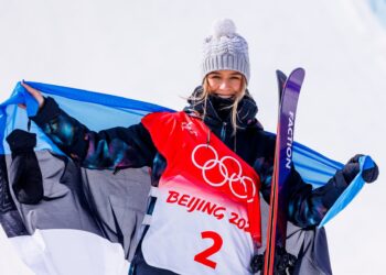 Kelly Sildaru won a bronze medal in women’s freeski slopestyle at Beijing 2022. Photo by Karli Saul for the Estonian Olympic Committee.