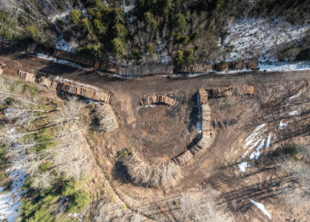 A drone photo of a massive logging in Pupsi forest, Estonia. Photo by Mati Kose.