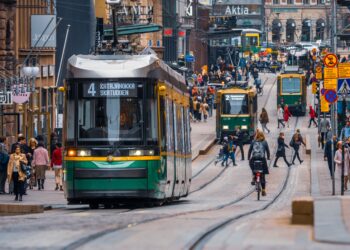 Trams in Helsinki, Finland. Photo by Tapio Haaja on Unsplash.