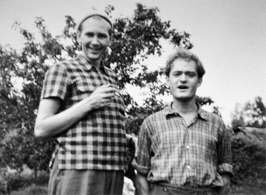 Composers Veljo Tormis (left) and Arvo Pärt (right) in 1958 in Käsmu, Estonia. Photo by Lea Tormis.