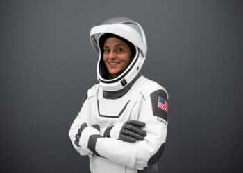 Nicole Mann in a SpaceX suit. Photo by SpaceX/NASA.