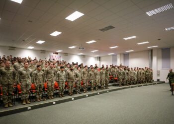 A United States infantry company arrived at Taara base in Võru as part of a deployment to train and serve with the 2nd Infantry Brigade of the Estonian Defence Forces. Photo by the Defence Forces.