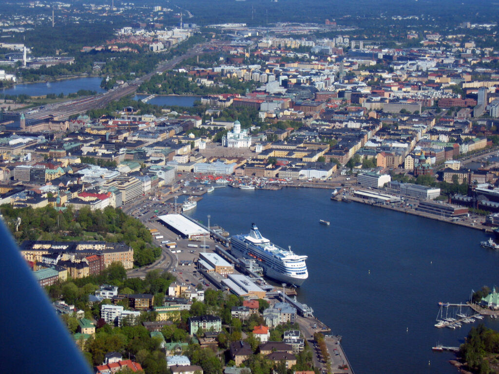 An aerial view of Helsinki's South Harbour.  Photo by Henri Bergius, shared under the CC BY-SA 2.0 licence.