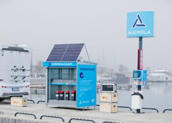 Alexela’s hydrogen smart station at Kakumäe harbour in Tallinn, Estonia. Photo by Ardo Kaljuvee.