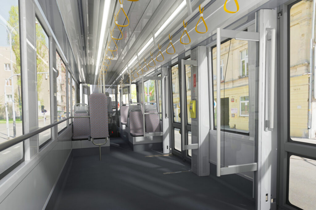 The interior of the new PESA Twist streetcar. Photo by PESA.