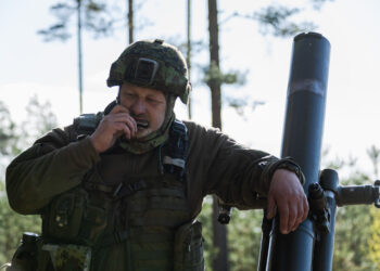 An Estonian soldier at a military exercise. Photo by the Estonian Defence Forces.