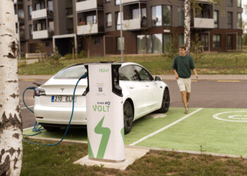 An electric car charging point in Estonia. Photo by Renee Altrov.