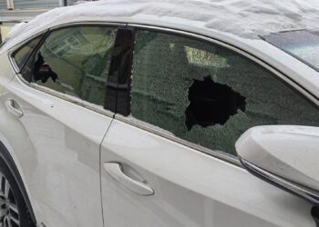 A car owned by a journalist from the Delfi news portal was also attacked. Private collection / Delfi.