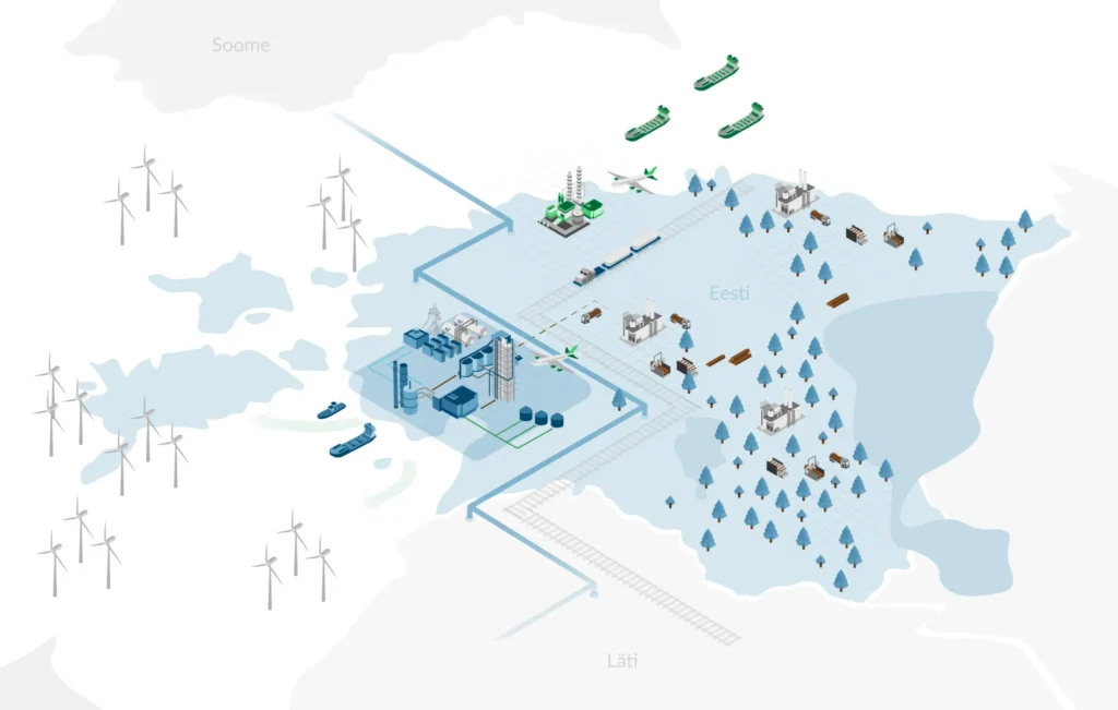 Dutch company Power2X is planning to build Europe’s largest methanol plant in the Estonian resort town of Pärnu. Image by Power2X.