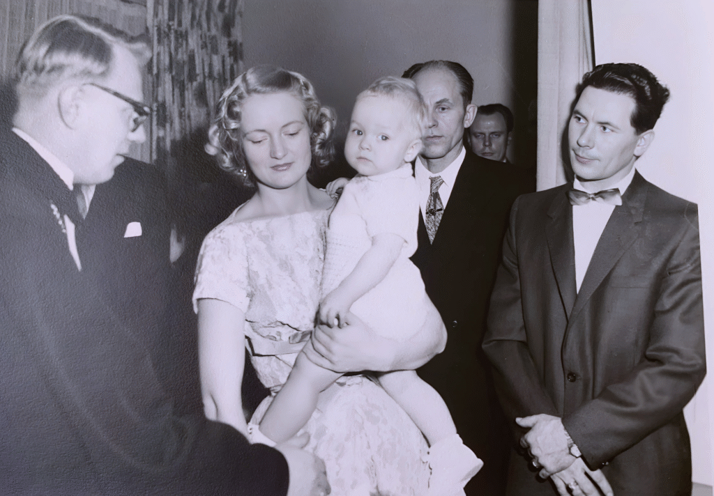 A picture of the author's grandmother Eha and dad Mart in Toronto. Private collection.