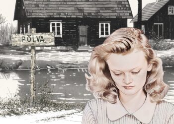 A page from the book, “Eha’s Great Escape”, showing 17-year-old Eha on her family farm in Põlva, ready to embark on her escape – based on real photographs and memories from her life.