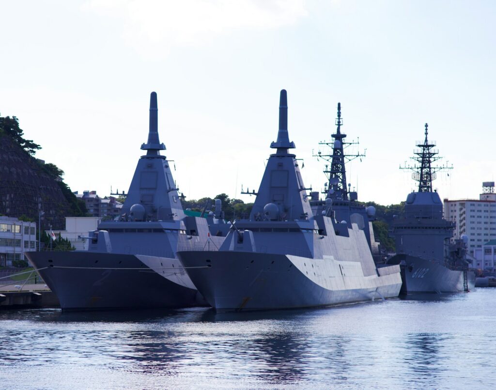 Maya-class Aegis destroyers of Japan Maritime Self-Defense Force docked in Yokosuka Naval Base. Photo by Kano Takahashi/Unsplash.