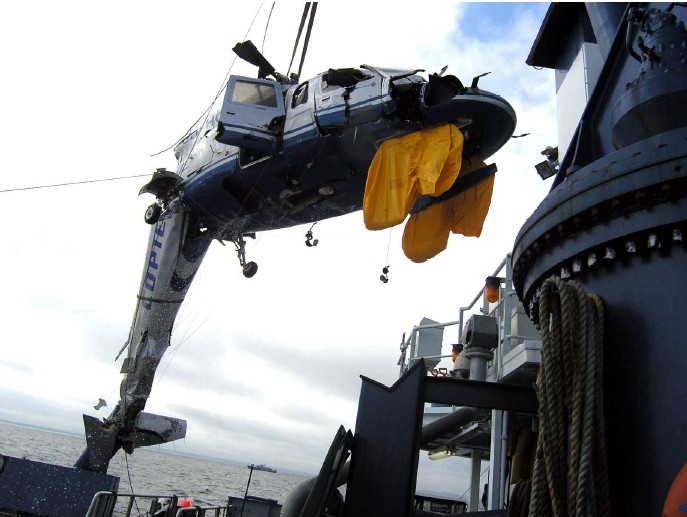 In Estonia, helicopter incidents are extremely rare. The most devastating remains the Copterline crash of 2005, when a Sikorsky S-76C+ helicopter operating on the Tallinn–Helsinki route plunged into Tallinn Bay just three minutes after takeoff. The recovery of the helicopter involved in the 2005 Copterline air accident. Public domain.