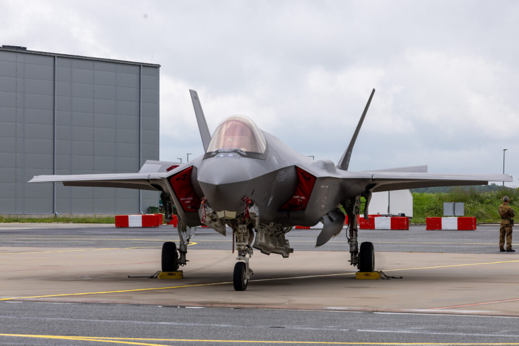 Three Russian MiG-31 fighter jets remained in Estonian airspace for almost twelve minutes before being repelled by Italian Air Force F-35s (pictured), deployed at Ämari airbase under NATO’s Baltic Air Policing mission. Photo by Keiron Laubert.
