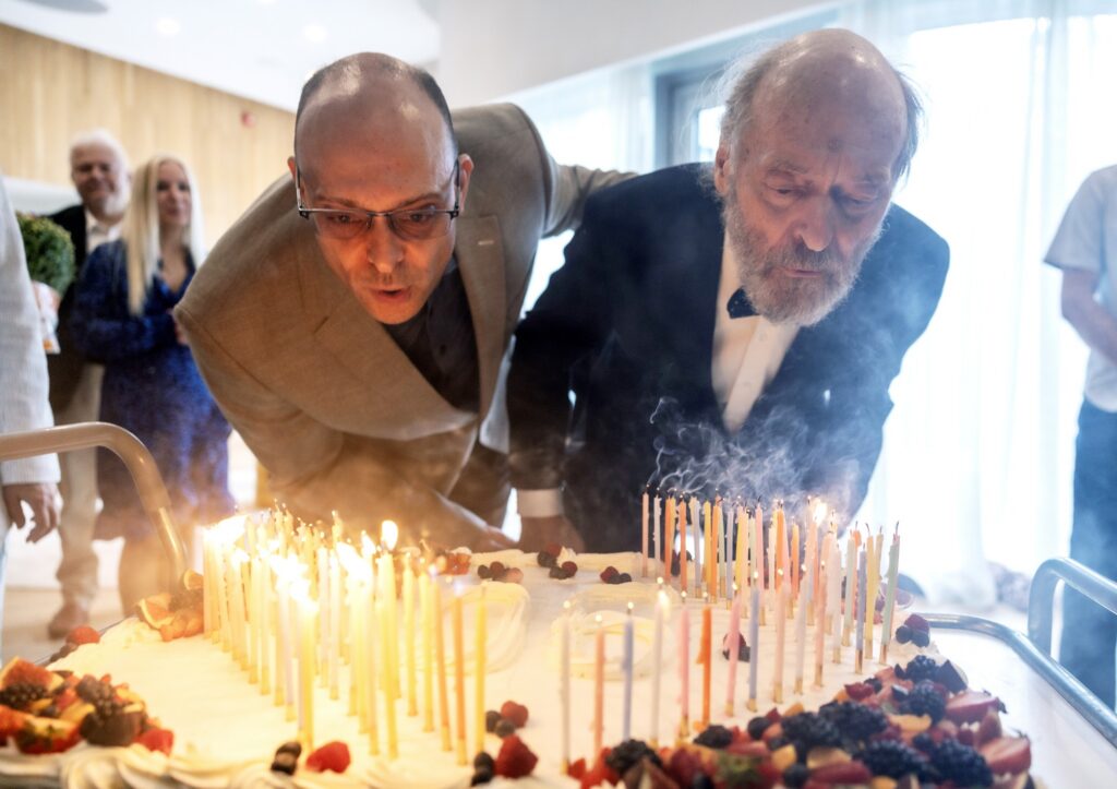 Arvo Pärt (right) at the Arvo Pärt Centre, 11 September 2025. Photo by Birgit Püve.