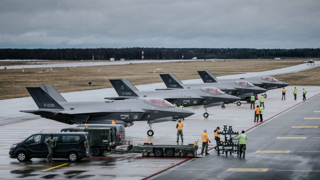 Four Italian Air Force F-35s at Estonia's Ämari Air Base on 17 September 2025. Photo by the Estonian Defence Forces.