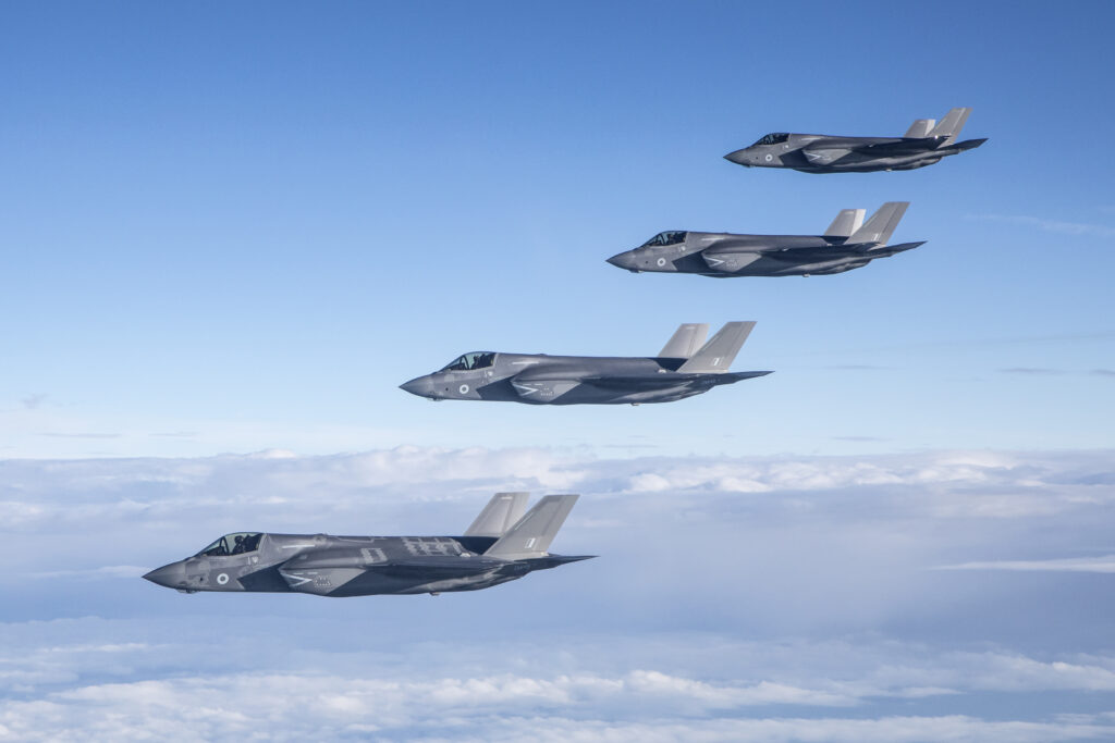 Four RAF F-35Bs on a delivery flight to RAF Marham, June 2018. Photo by Cpl Tim Laurence/MOD.