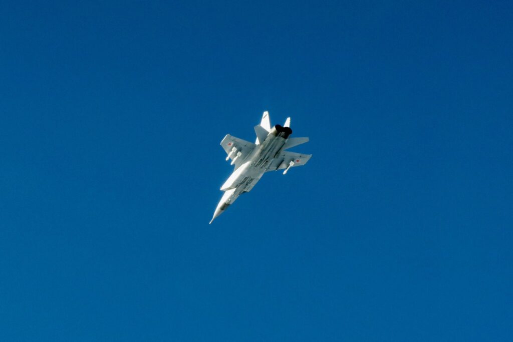 After the Russian MiG-31s left Estonian airspace, Swedish JAS 39 Gripen fighters intercepted and monitored them over the Baltic Sea. Photo by the Swedish Air Force.