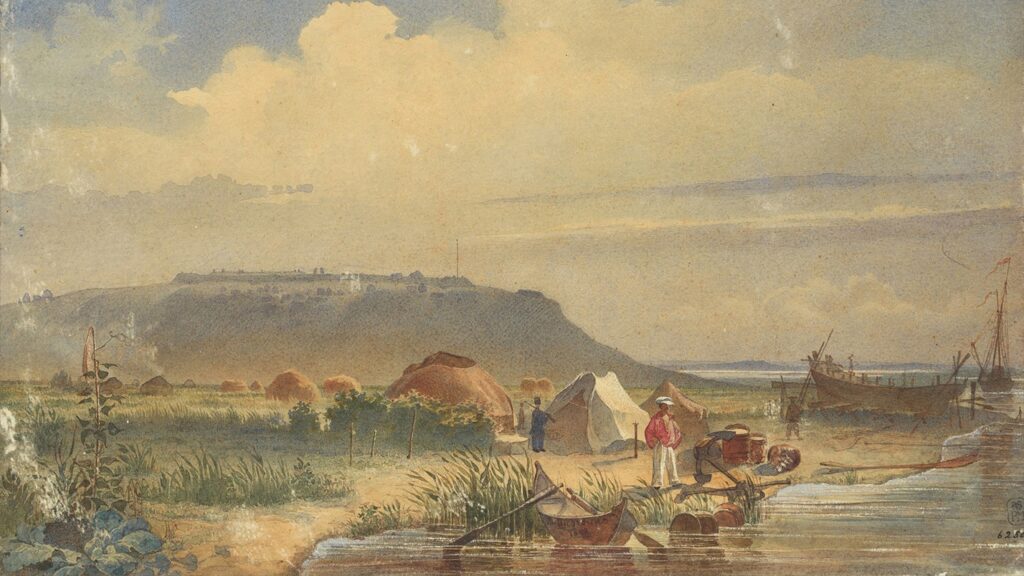 Taras Shevchenko’s self-portrait on the bank of the Syr Darya, June 1848. Public domain.