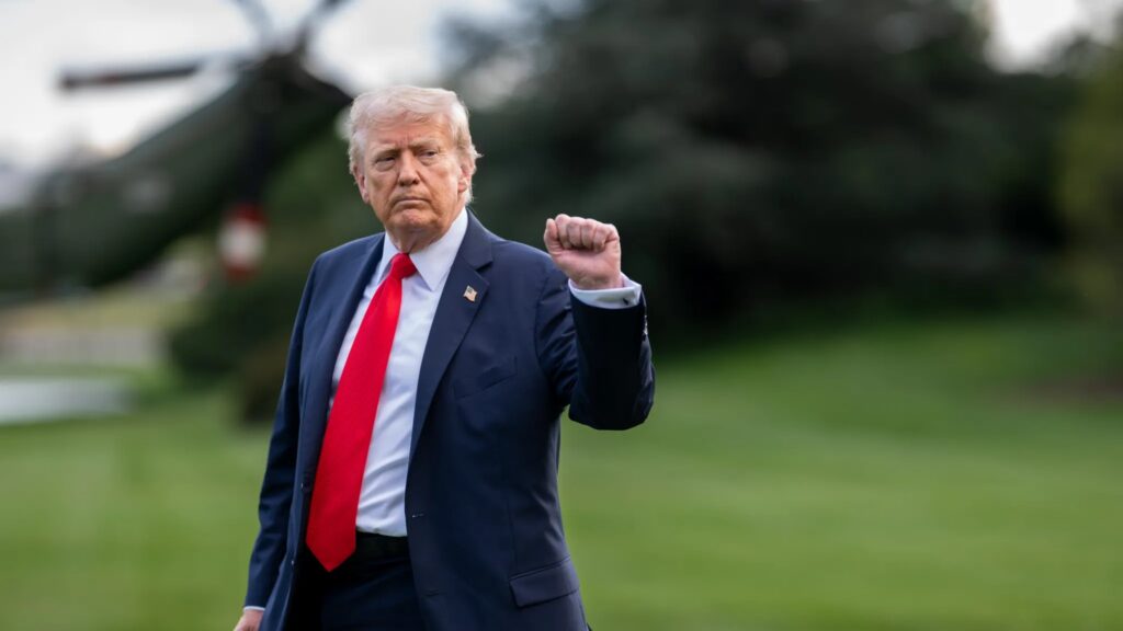 Donald Trump boards Marine One on the South Lawn of the White House. Photo by the White House.