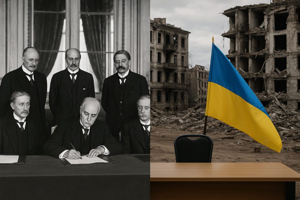 A fractured peace: the ruins of Ukraine mirrored against Europe’s diplomatic calm – a reminder that history’s lessons can fade faster than its echoes.