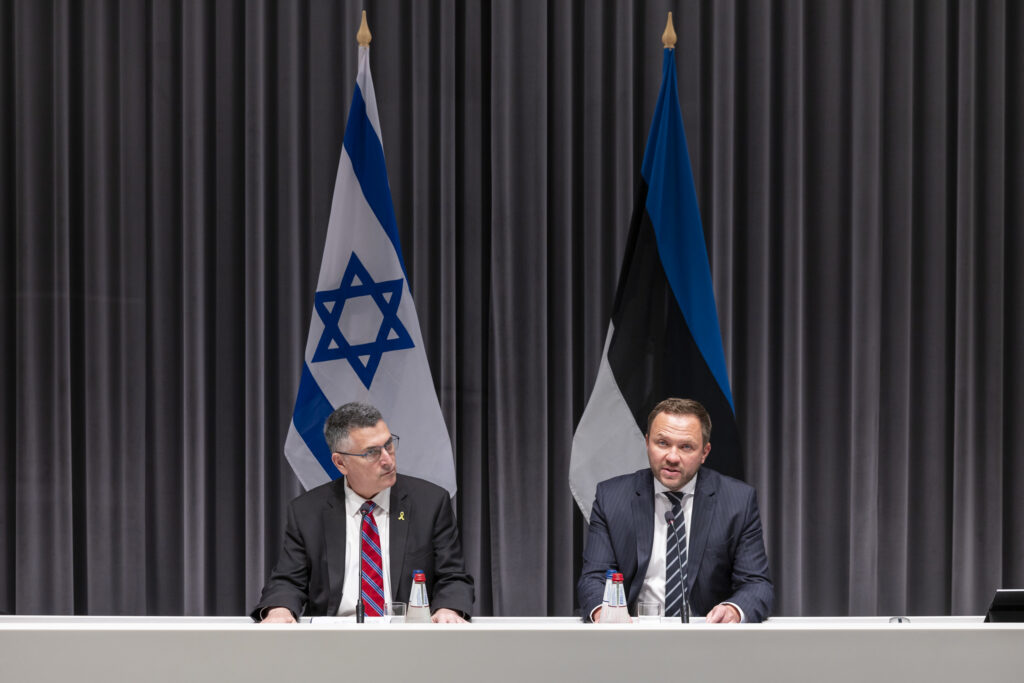 Israel's foreign minister Gideon Sa’ar and his Estonian counterpart, Margus Tsahkna, in Tallinn on 11 November 2025. Photo by the Estonian foreign ministry.