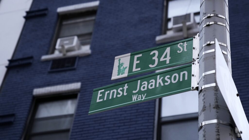 New York City has added a new name to its map: Ernst Jaakson Way. Photo by the Estonian foreign ministry.